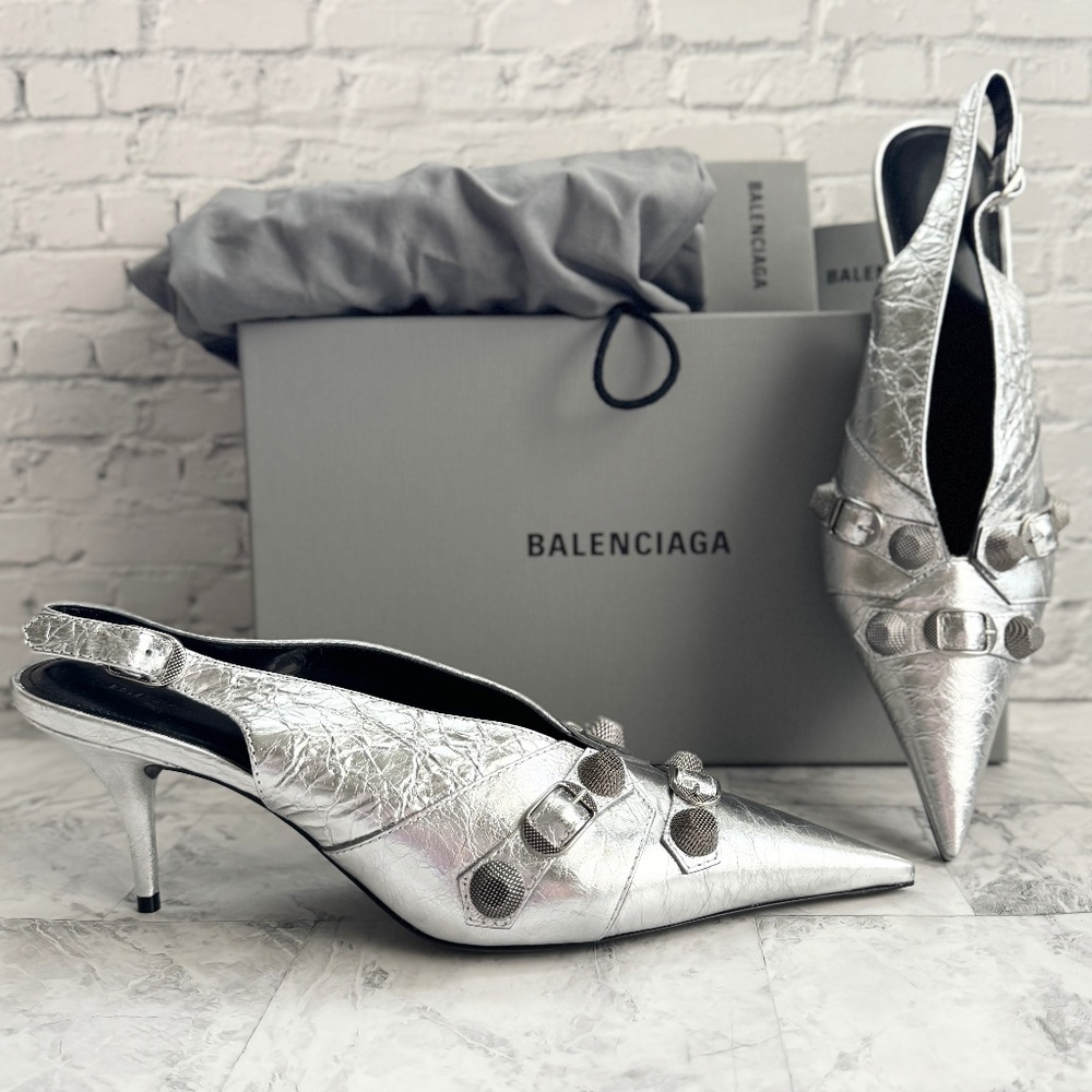 NEW Balenciaga Cagole Pointed Toe Slingback Sandal